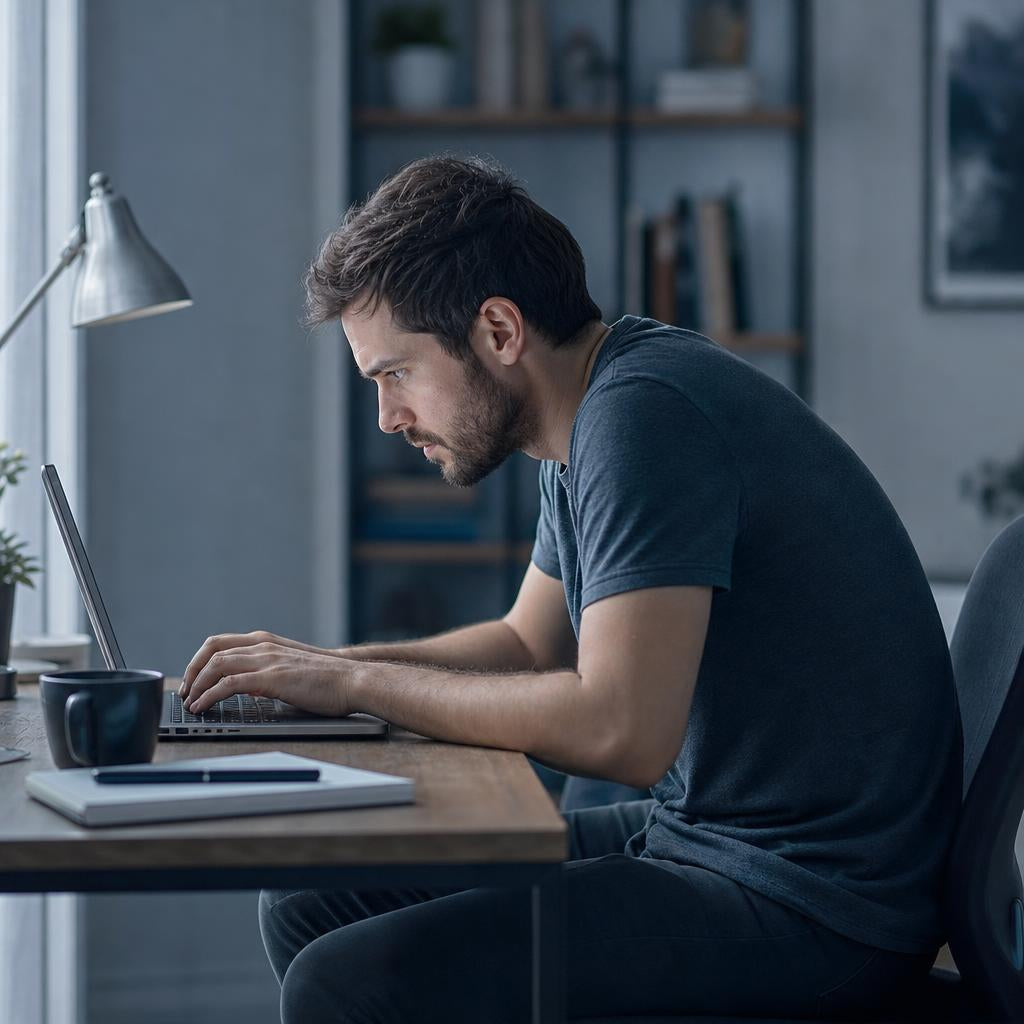 Person with bad posture at desk