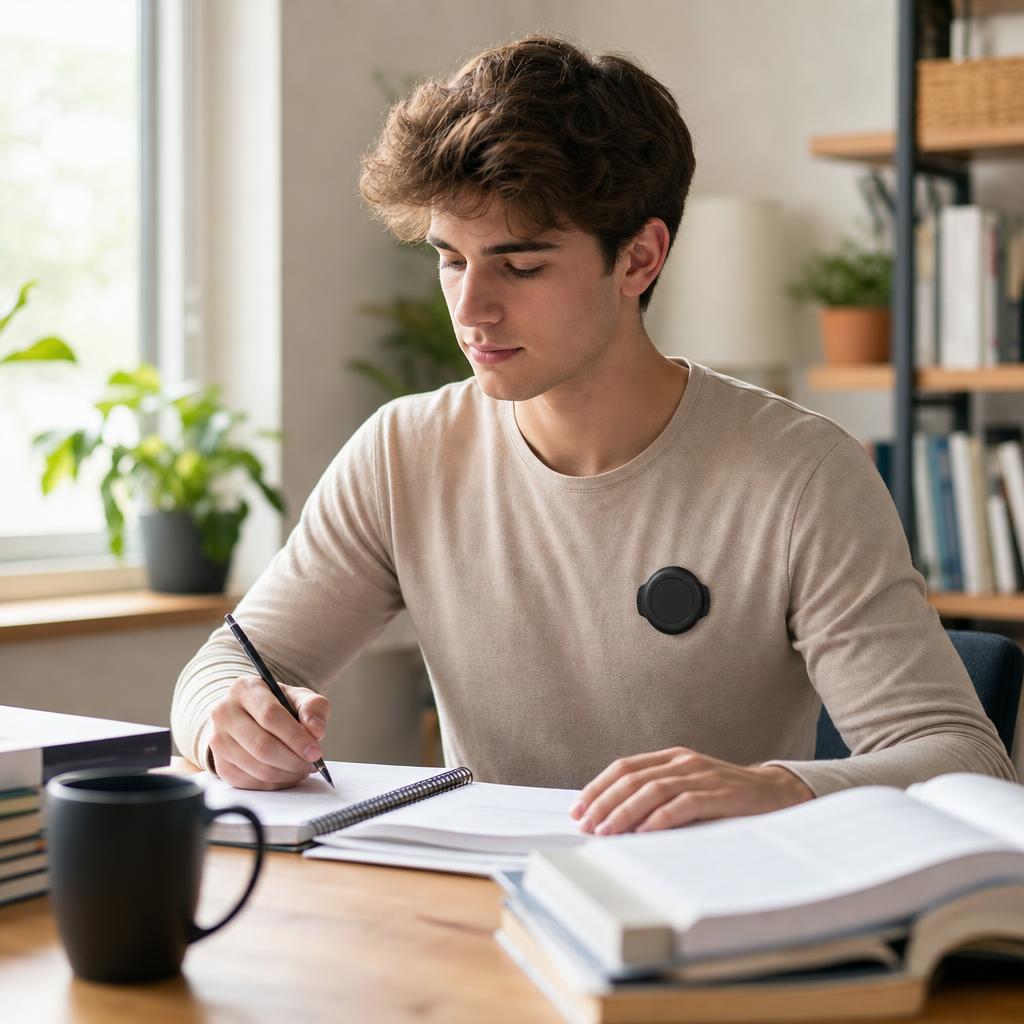 Student studying with good posture