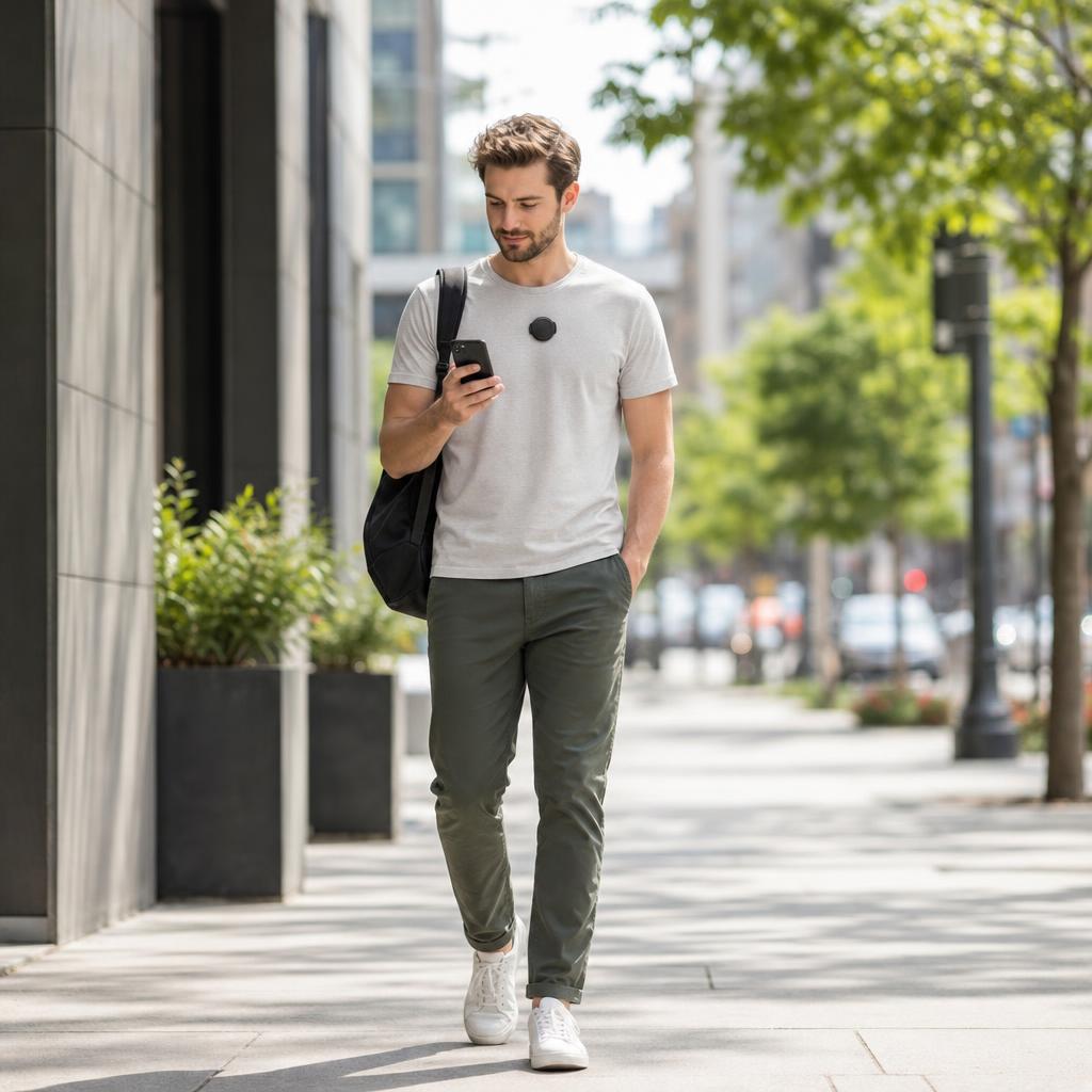 Phone user with upright posture